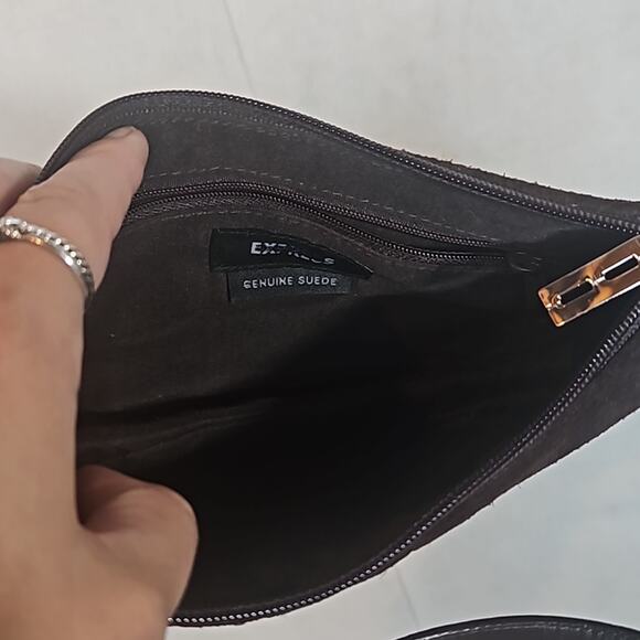 Express Brown Suede Leather Small Mini Bag - Picture 4 of 8